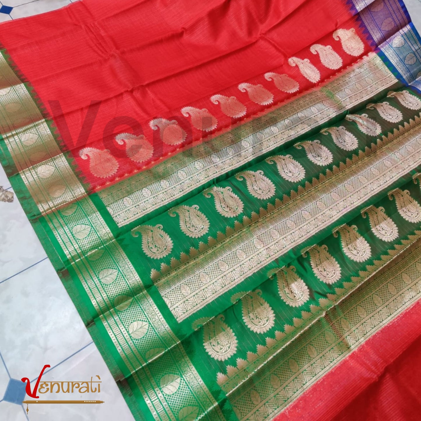 Authentic Kota Gadwal Silk Saree With Blouse Piece Designer Bollywood Silk Saree by VENURATI