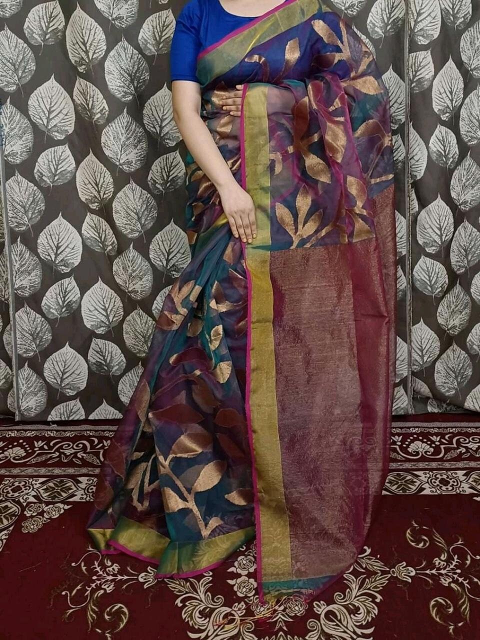 VENURATI Exclusive Handmade Muslin Jamdani Saree with Blouse Piece, Handwoven Dhakai Jamdani Maslin Saree, Transparent Jamdani Sari