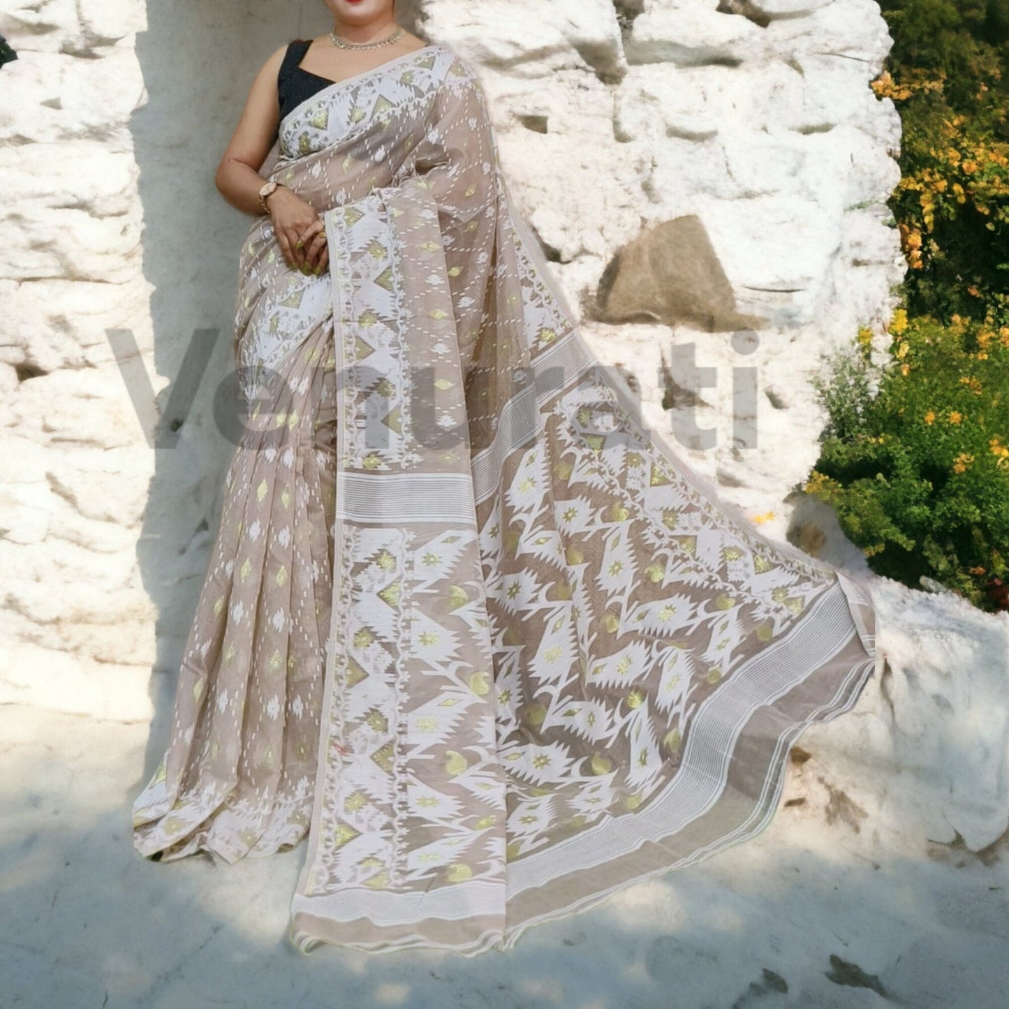 Dhakai Jamdani Saree - Handwoven Elegance from Bengal, Pure Jamdani Work Cotton Saree Regular Wear Saree Gift For Mom