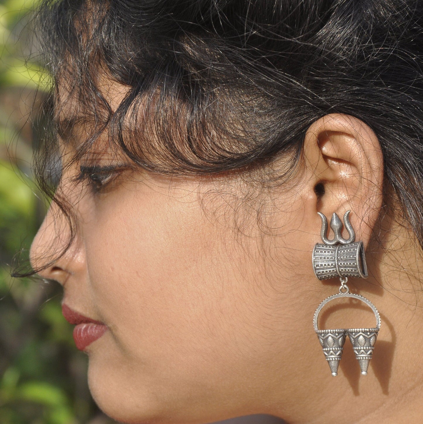 Indian Traditional Earring, Silver Replica Trishul Studs Drop Jhumka, Mother Day Gift