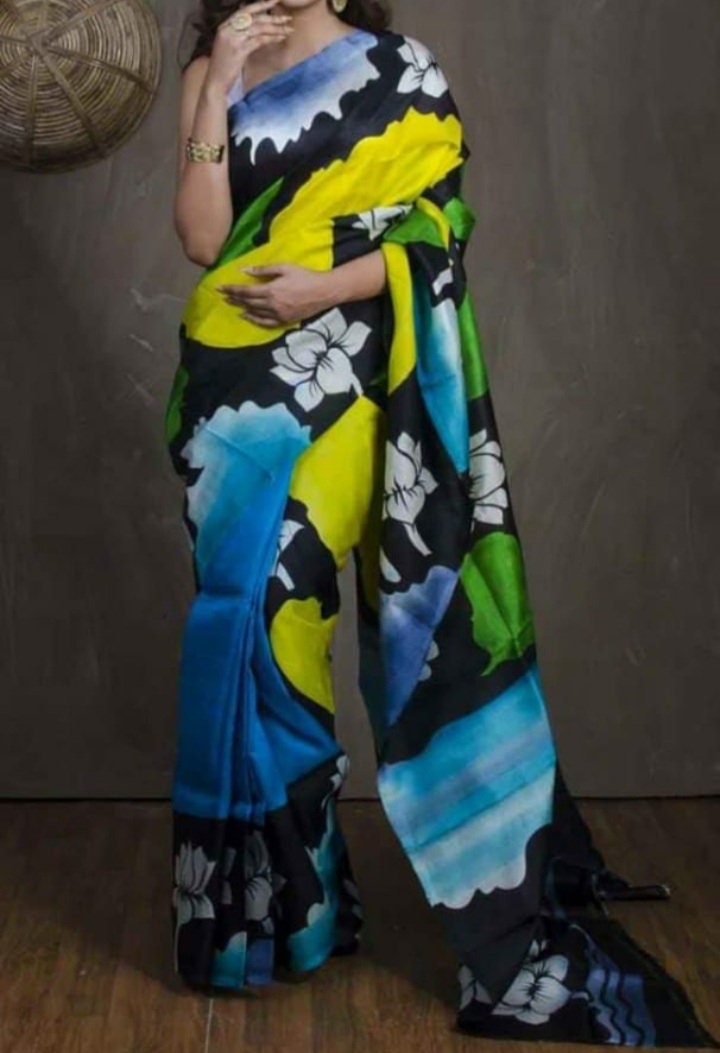 Authentic Murshidabad Silk Saree All Over Hand Paint Work Pure Handloom Soft Murshidabadi Silk Sari With Blouse Piece | Gift For Anniversary