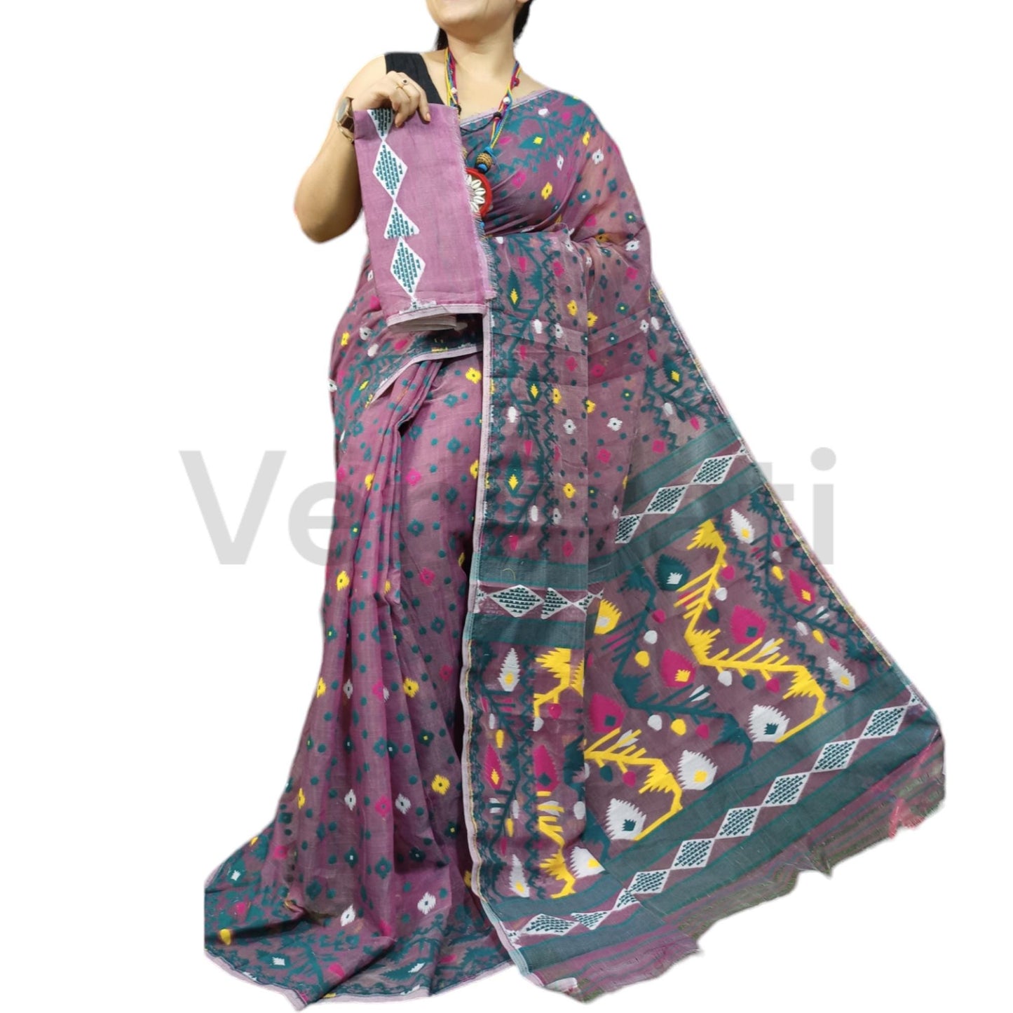 Cotton Soft Jamdani Saree Rich Texture And Work All Over Jamdani Work , Soft Dhakai Jamdani Saree Authentic Soft Jamdani Sari With B.P