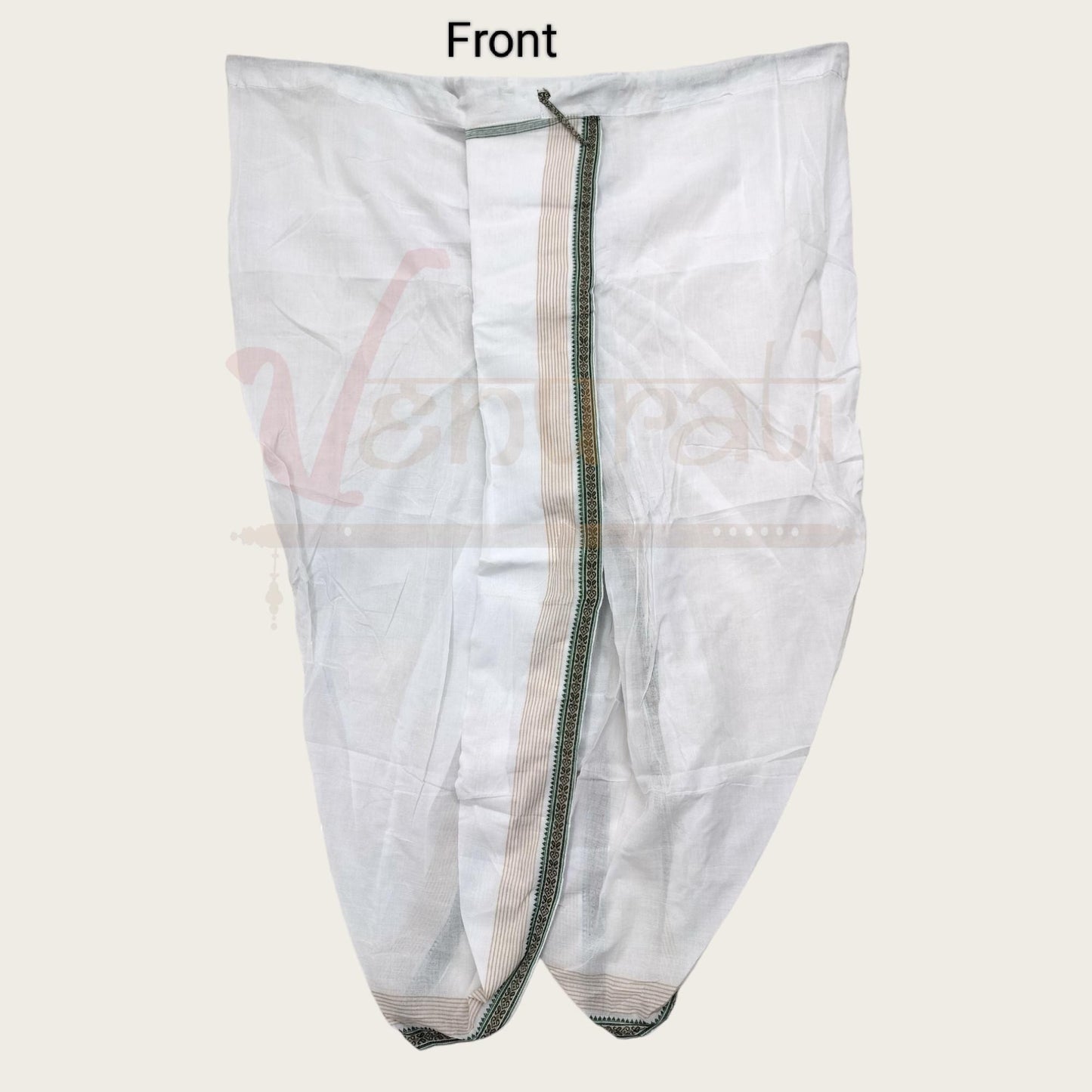 VENURATI Ready to Wear Pure Cotton White Traditional Dhoti for Men's | Free Size White Dhoti for Mens | Ready Made Dhoti Pant for Mens