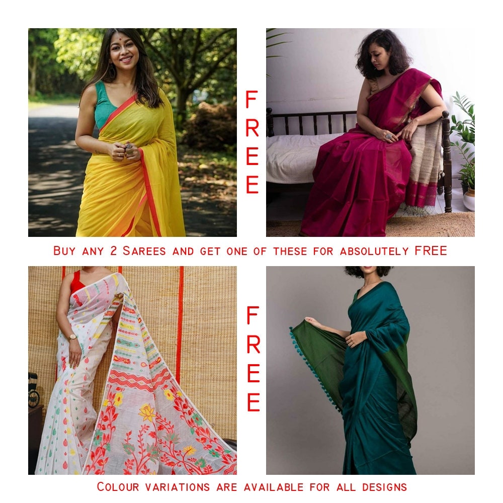 Exclusive Cotton Silk Handloom Saree for Women Soft Cotton by Silk Saree, Gift for Her