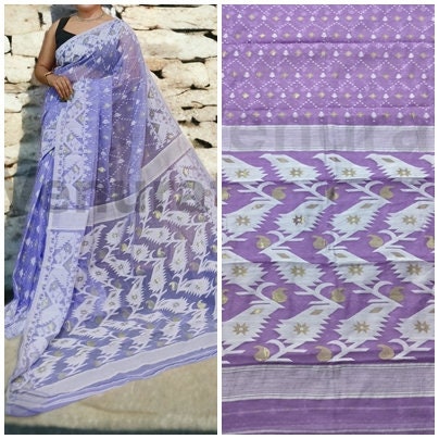 Dhakai Jamdani Saree - Handwoven Elegance from Bengal, Pure Jamdani Work Cotton Saree Regular Wear Saree Gift For Mom