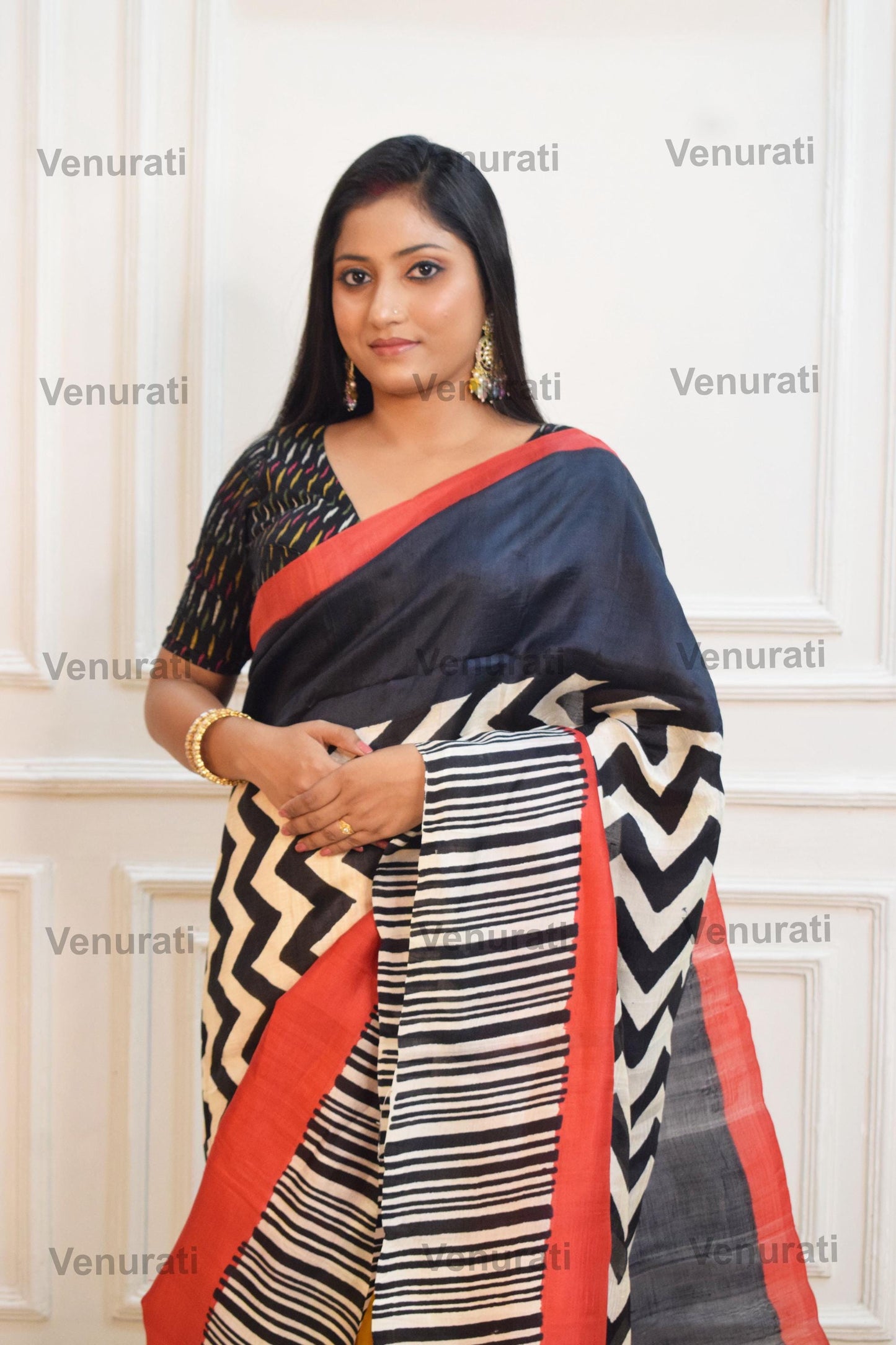 Designer Silk Saree with Silk Mark, Block Print Pure Murshidabad Silk Sari With Blouse Piece, Soft Silk Saree for Women, Gift for Her