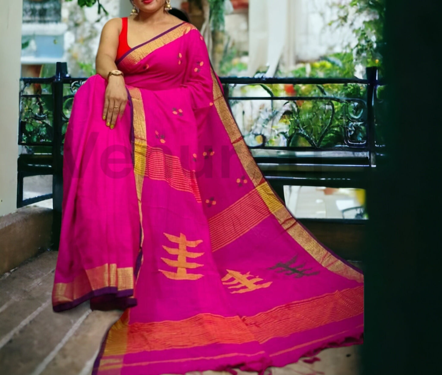 Khadi cotton handloom saree With Blouse Piece Soft Cotton Sarees Gift for Durga puja, Diwali, Anniversary