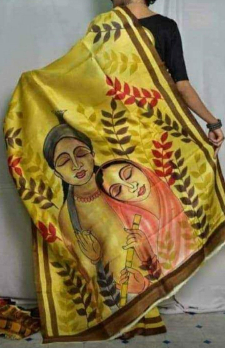 Authentic Murshidabad Silk Saree All Over Hand Paint Work Pure Handloom Soft Murshidabadi Silk Sari With Blouse Piece | Gift For Anniversary