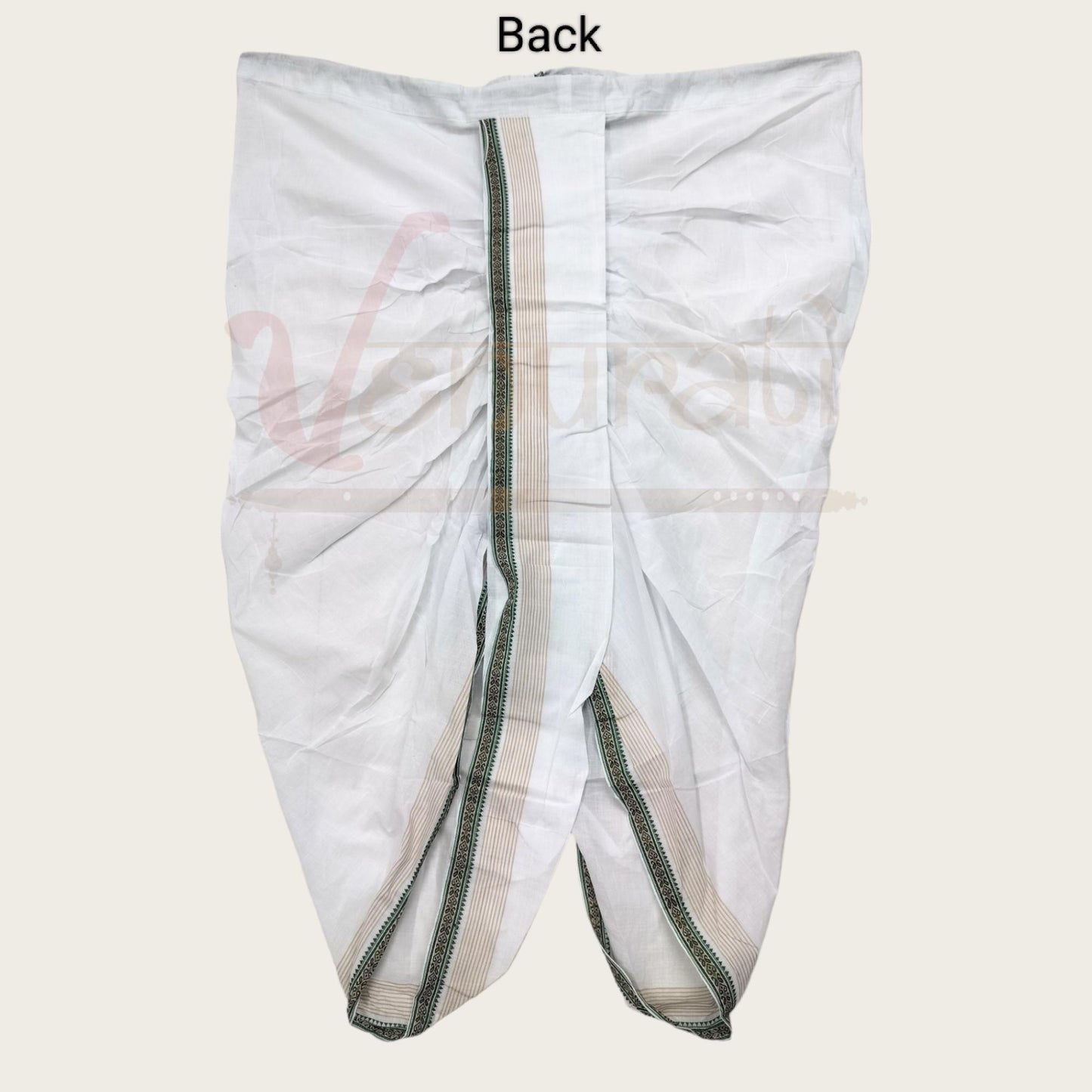 VENURATI Ready to Wear Pure Cotton White Traditional Dhoti for Men's | Free Size White Dhoti for Mens | Ready Made Dhoti Pant for Mens