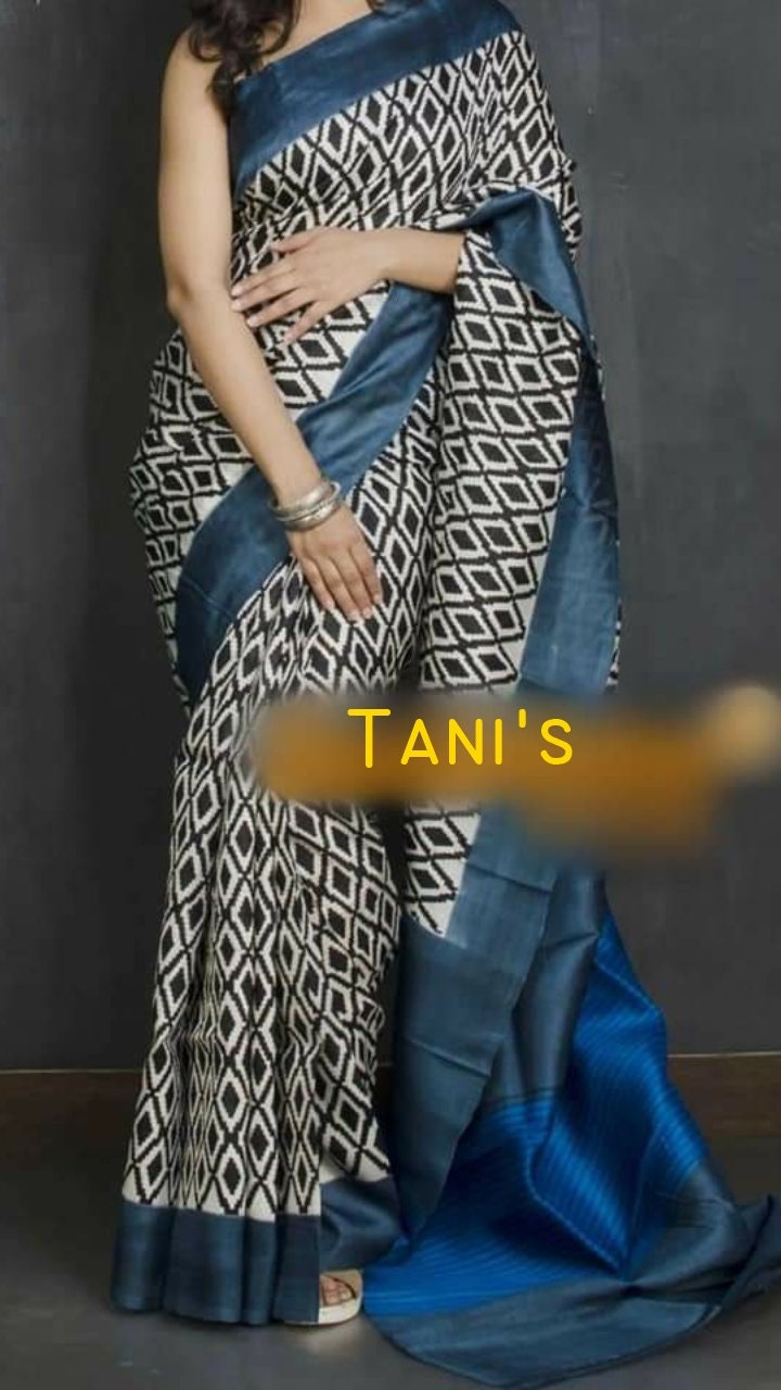 Authentic Murshidabad Silk Saree Designer Block Print Pure Handloom Soft Murshidabadi Silk Sari With Blouse Piece | Gift For Durga Puja