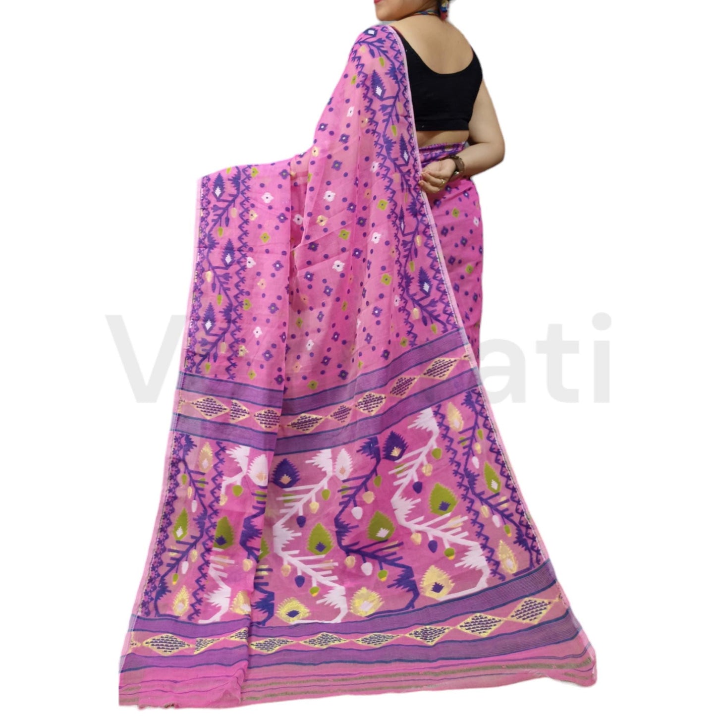 Cotton Soft Jamdani Saree Rich Texture And Work All Over Jamdani Work , Soft Dhakai Jamdani Saree Authentic Soft Jamdani Sari With B.P