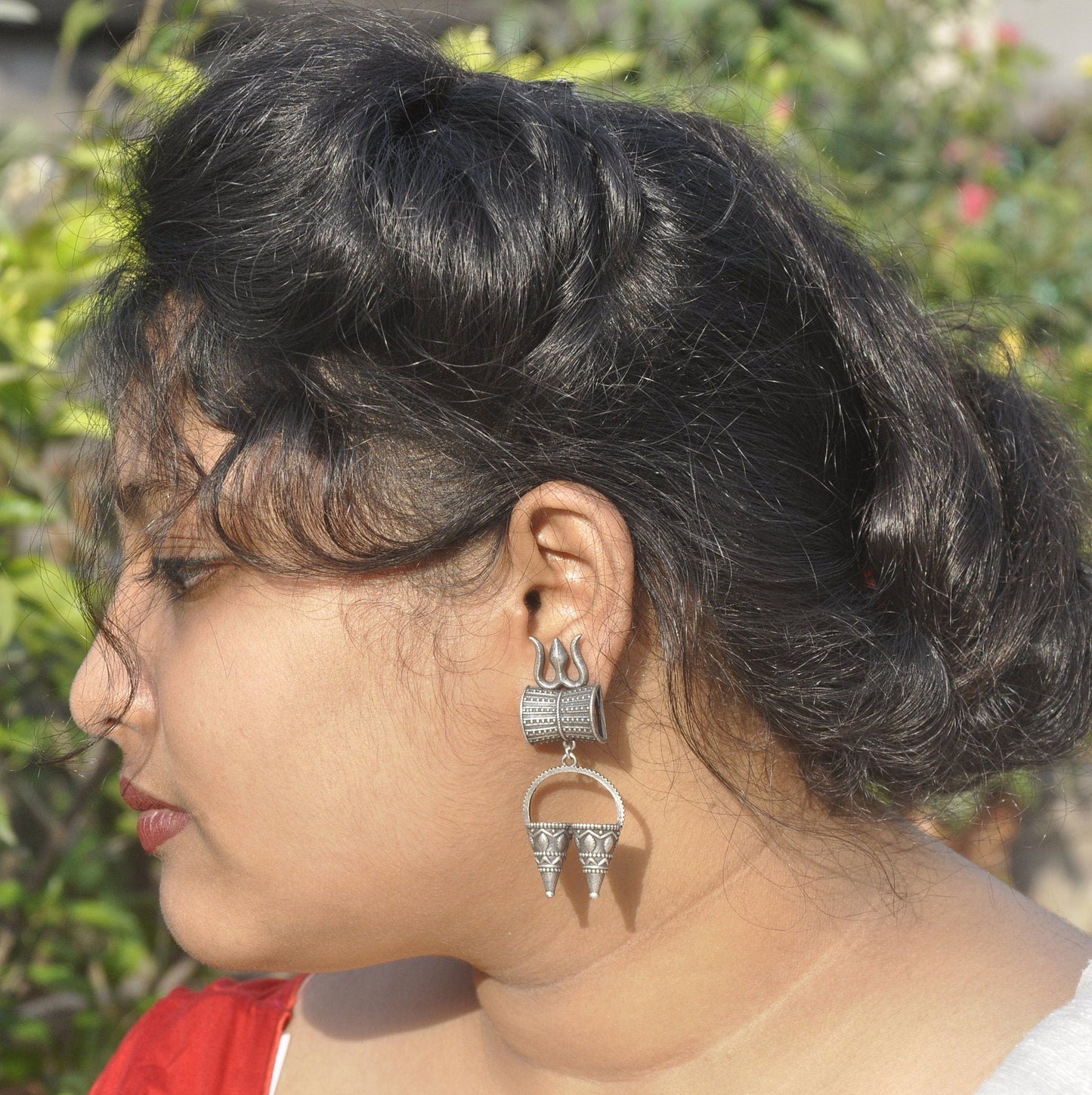 Indian Traditional Earring, Silver Replica Trishul Studs Drop Jhumka, Mother Day Gift