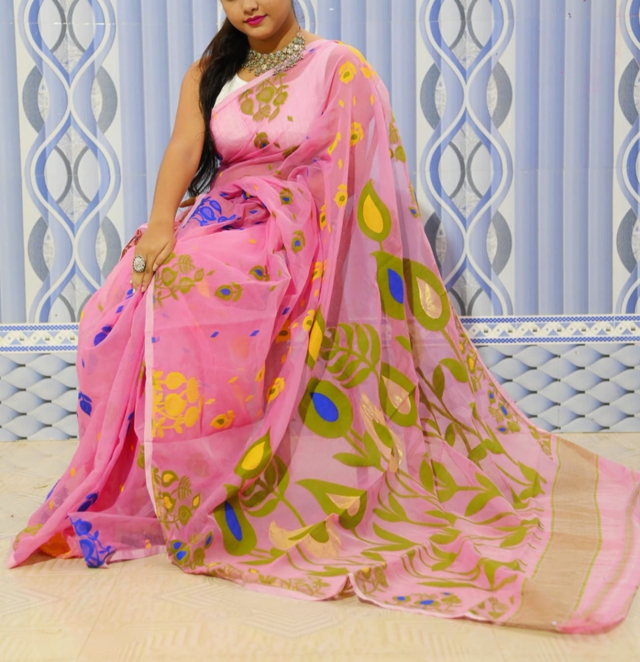 Dhakai Jamdani Saree Allover Jamdani Work Soft Jamdani Sari Comfortable To Wear Bengal Handloom Saree for Women Gift For DurgaPija