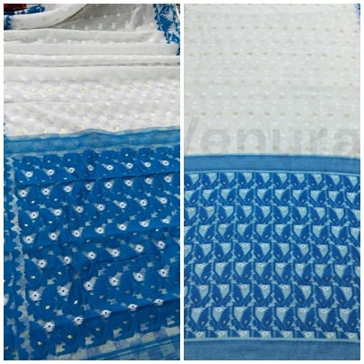 Handcrafted Designer Dhakai Jamdani Saree Rich Texture Jamdani Work, Soft Dhakai Jamdani Saree Authentic Dhakai from West Bengal