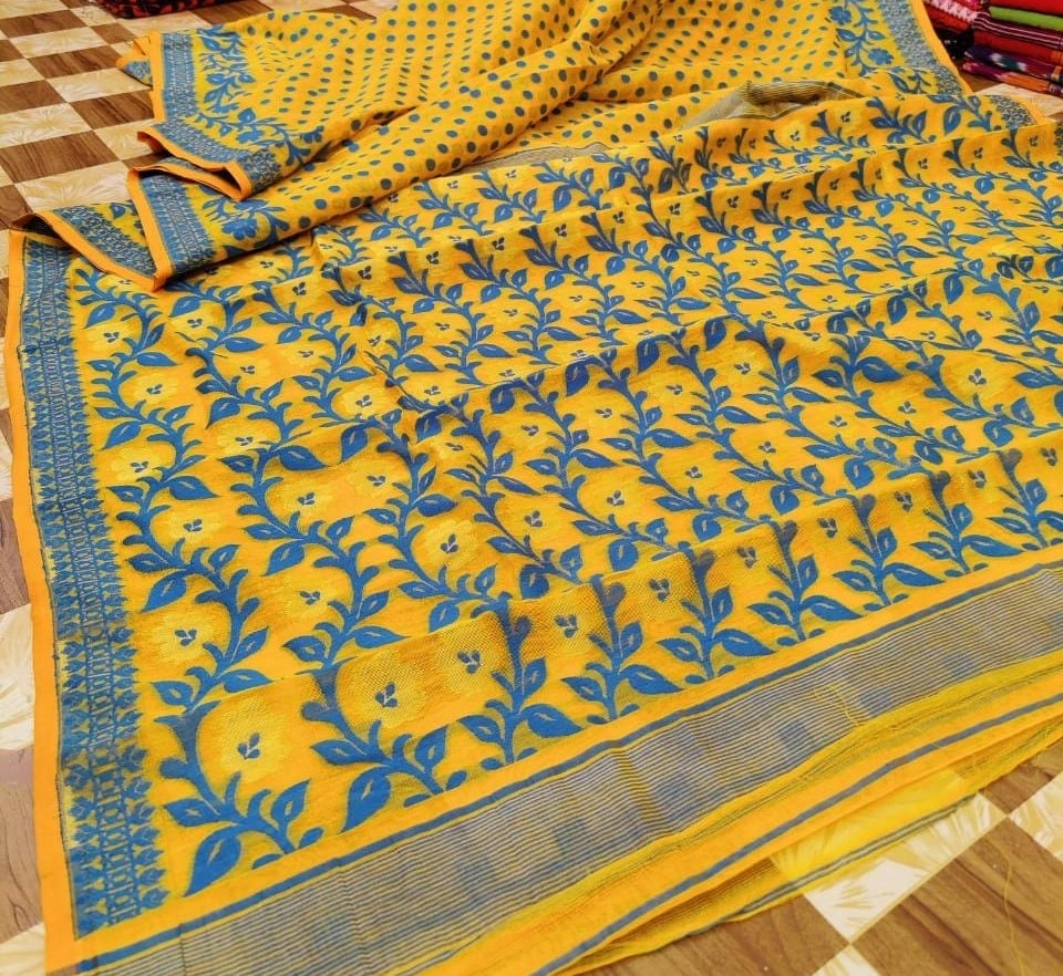 Bengals Dhakai Jamdani Saree Soft Jamdani Saree Comfortable Rich Work Handloom Jamdani Sari Gift for Durgapuja Diwali Anniversary