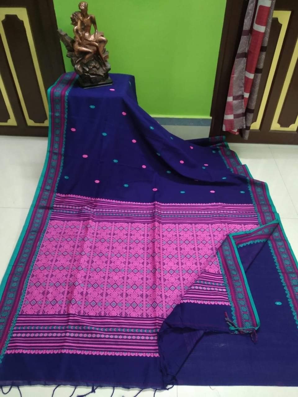Authentic Assam Handwoven Khadi Cotton Saree Pure Mercerized Cotton Saree With Blouse Piece Dongria khadi Sari Begumpuri Jamdani Saree