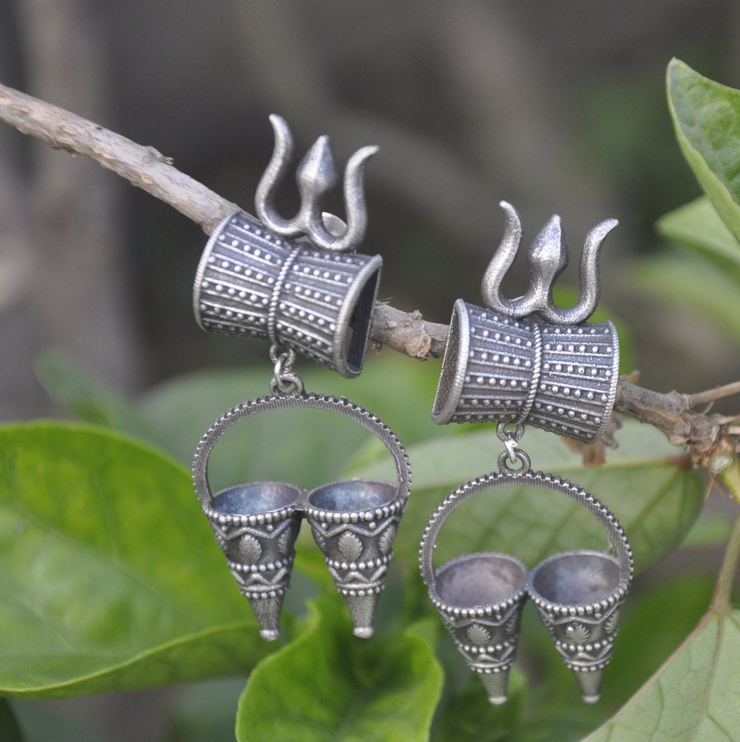 Indian Traditional Earring, Silver Replica Trishul Studs Drop Jhumka, Mother Day Gift