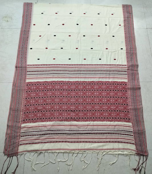 Authentic Assam Handwoven Khadi Cotton Saree Pure Mercerized Cotton Saree With Blouse Piece Dongria khadi Sari Begumpuri Jamdani Saree