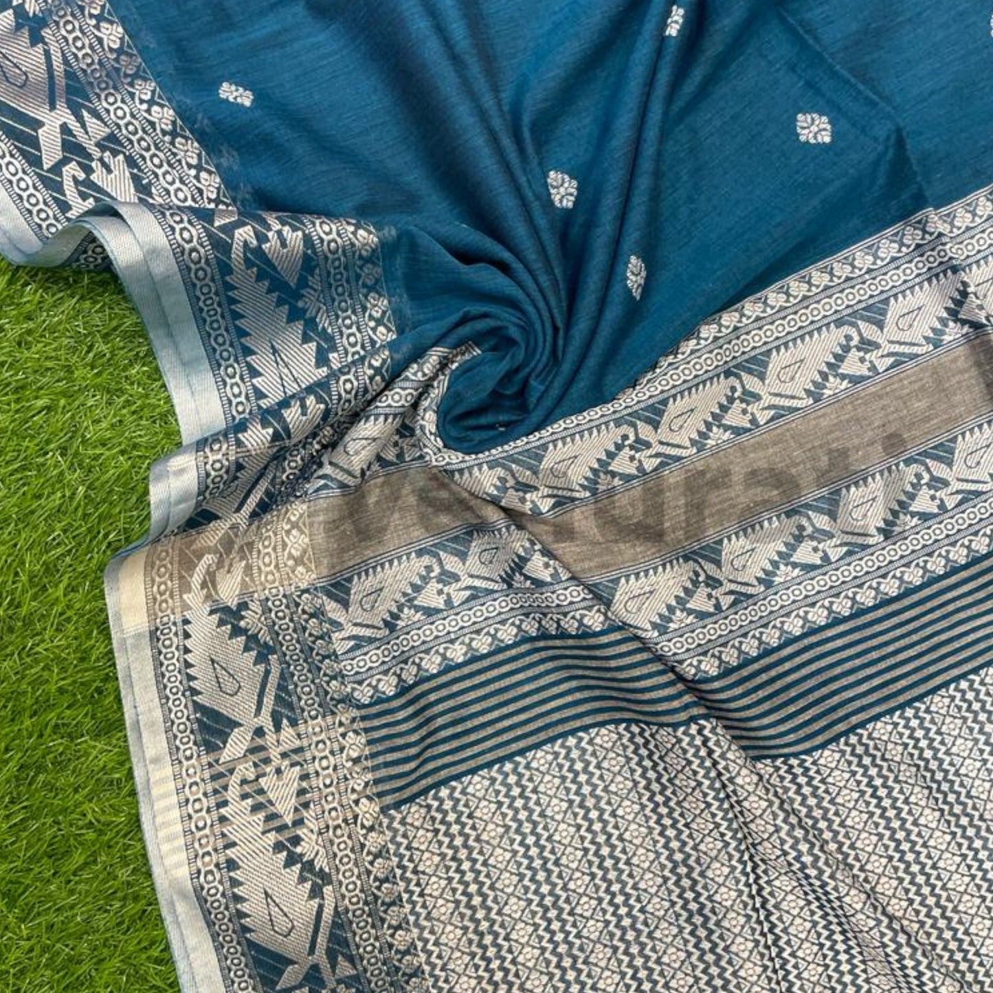 Exquisite Cotton Khadi Karat Border Jamdani Saree Pure Khadi Cotton Jamdani Saree Anniversary Gift Birthday Gift for Indian Wife