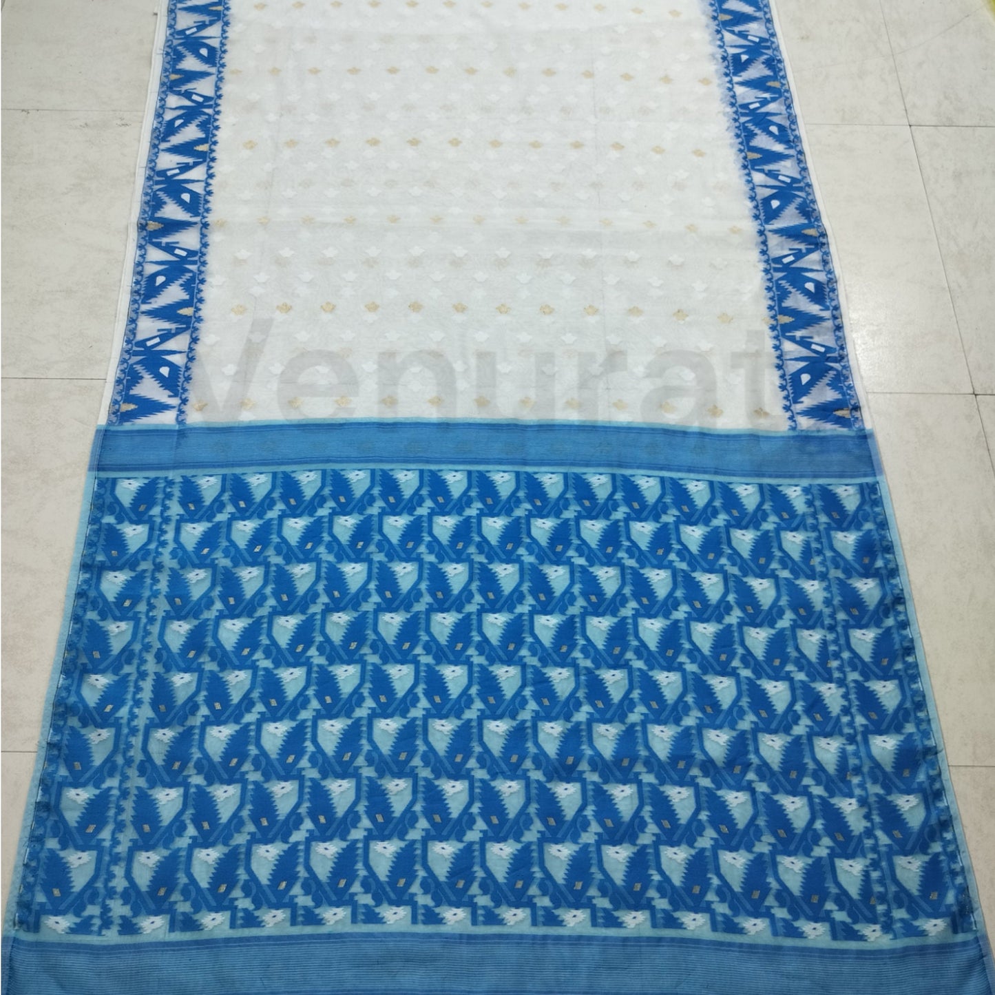 Handcrafted Designer Dhakai Jamdani Saree Rich Texture Jamdani Work, Soft Dhakai Jamdani Saree Authentic Dhakai from West Bengal