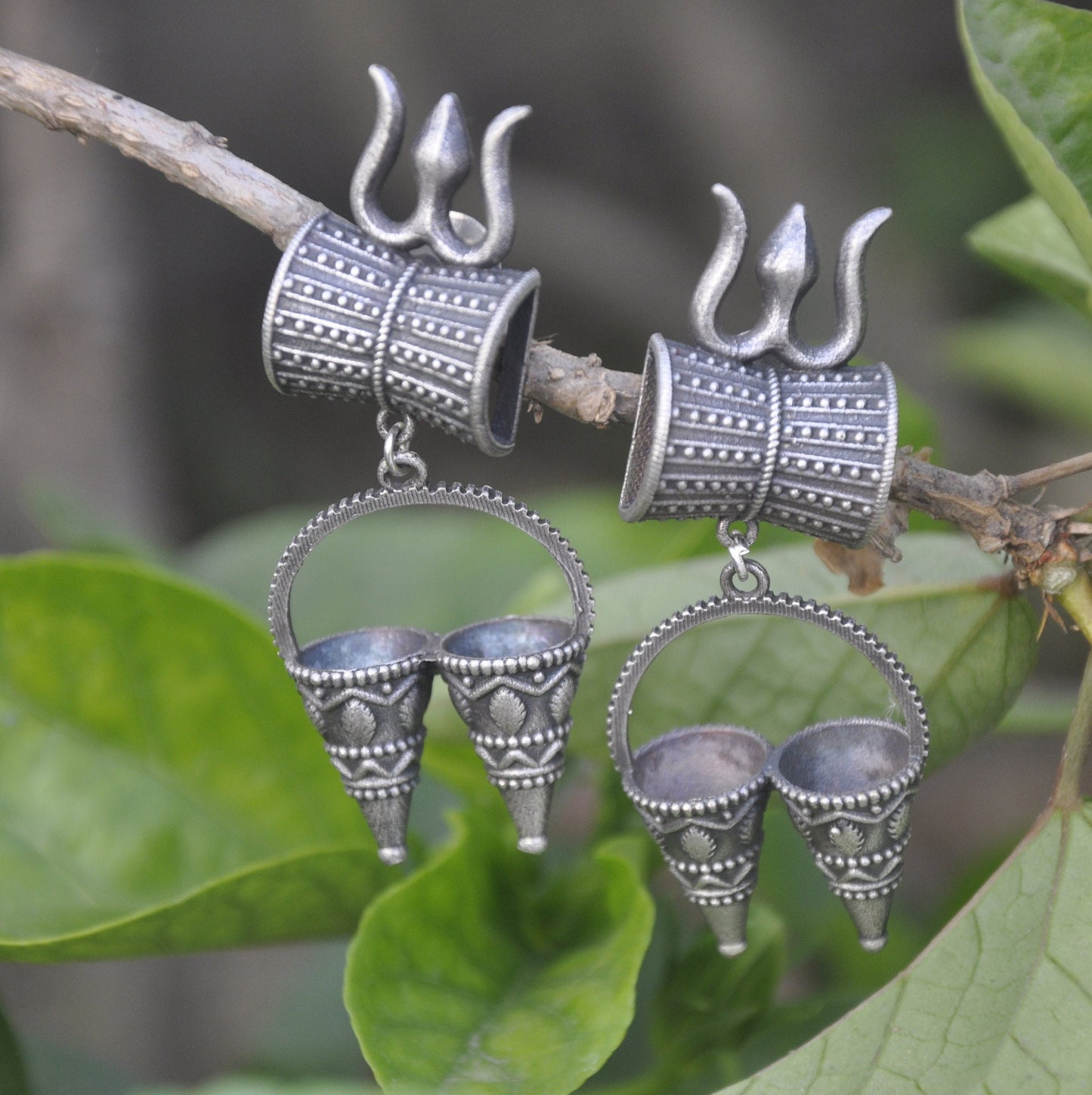 Indian Traditional Earring, Silver Replica Trishul Studs Drop Jhumka, Mother Day Gift