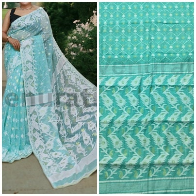 Dhakai Jamdani Saree - Handwoven Elegance from Bengal, Pure Jamdani Work Cotton Saree Regular Wear Saree Gift For Mom