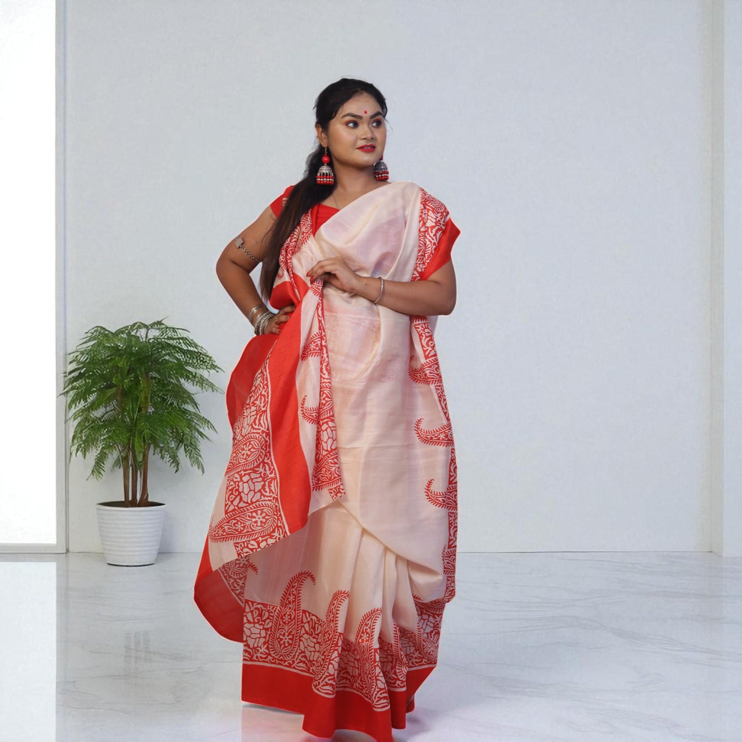 Pure Silk Saree With Blouse Piece, Authentic Murshidabad Silk Saree with Silk mark Tag, Batik Paint Silk Saree, Handmade Silk Sari for Women