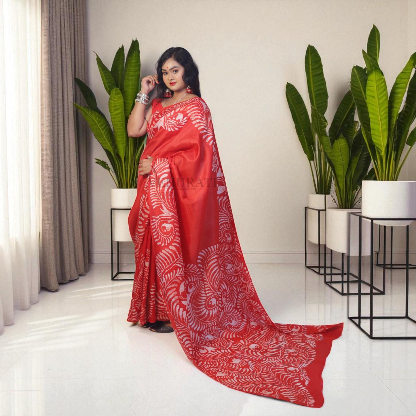Pure Silk Saree With Blouse Piece, Authentic Murshidabad Silk Saree with Silk mark Certificate, Hand Paint Silk Saree, Silk Sari for Women