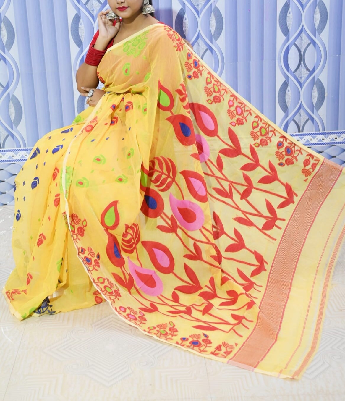 Dhakai Jamdani Saree Allover Jamdani Work Soft Jamdani Sari Comfortable To Wear Bengal Handloom Saree for Women Gift For DurgaPija