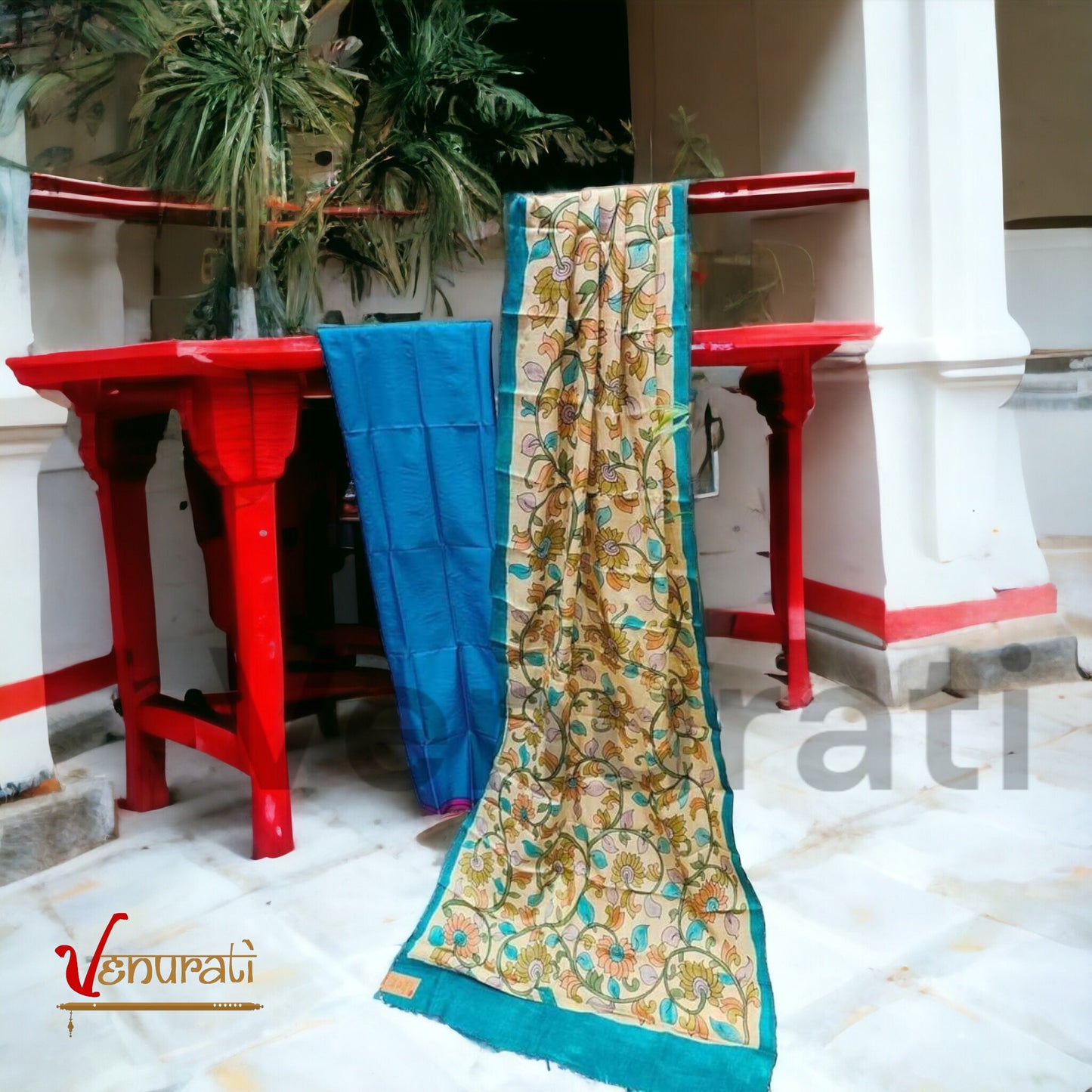 Authentic Kalamkari Design Salwar Suit Piece Set With SILK MARK Designer Bollywood Kurtis by VENURATI