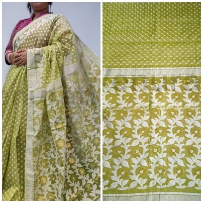Bengals Dhakai Jamdani Saree Soft Jamdani Saree Comfortable Rich Work Handloom Jamdani Sari Gift for Durgapuja Diwali Anniversary