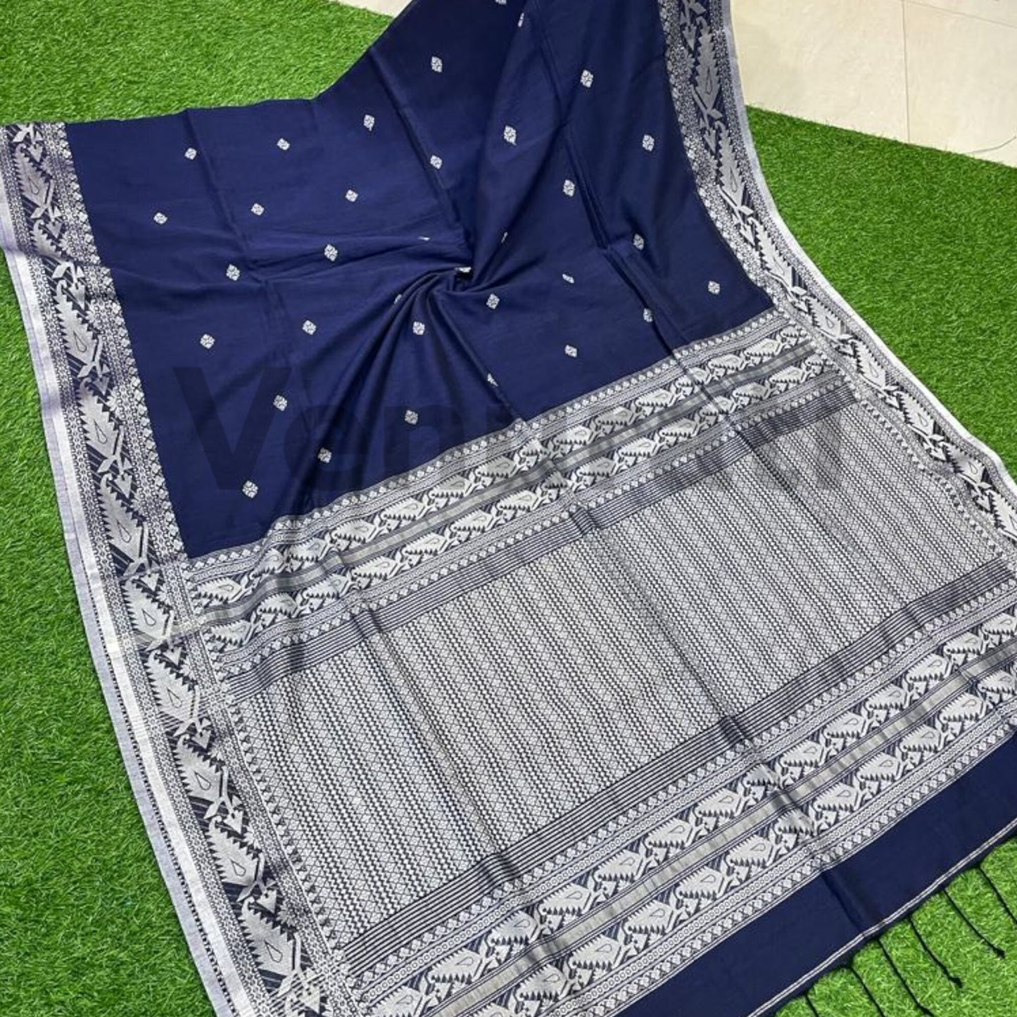 Exquisite Cotton Khadi Karat Border Jamdani Saree Pure Khadi Cotton Jamdani Saree Anniversary Gift Birthday Gift for Indian Wife