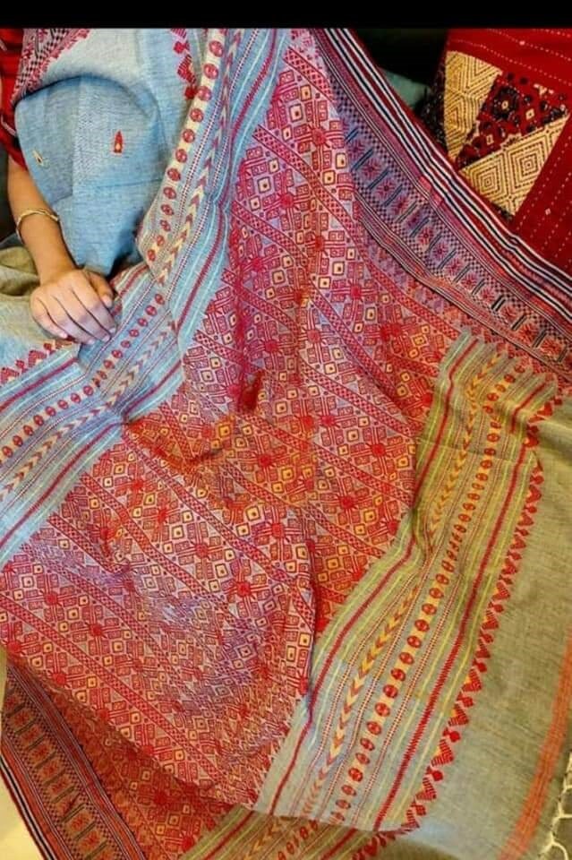 Authentic Assam Handwoven Khadi Cotton Saree Pure Mercerized Cotton Saree With Blouse Piece Dongria khadi Sari Begumpuri Jamdani Saree