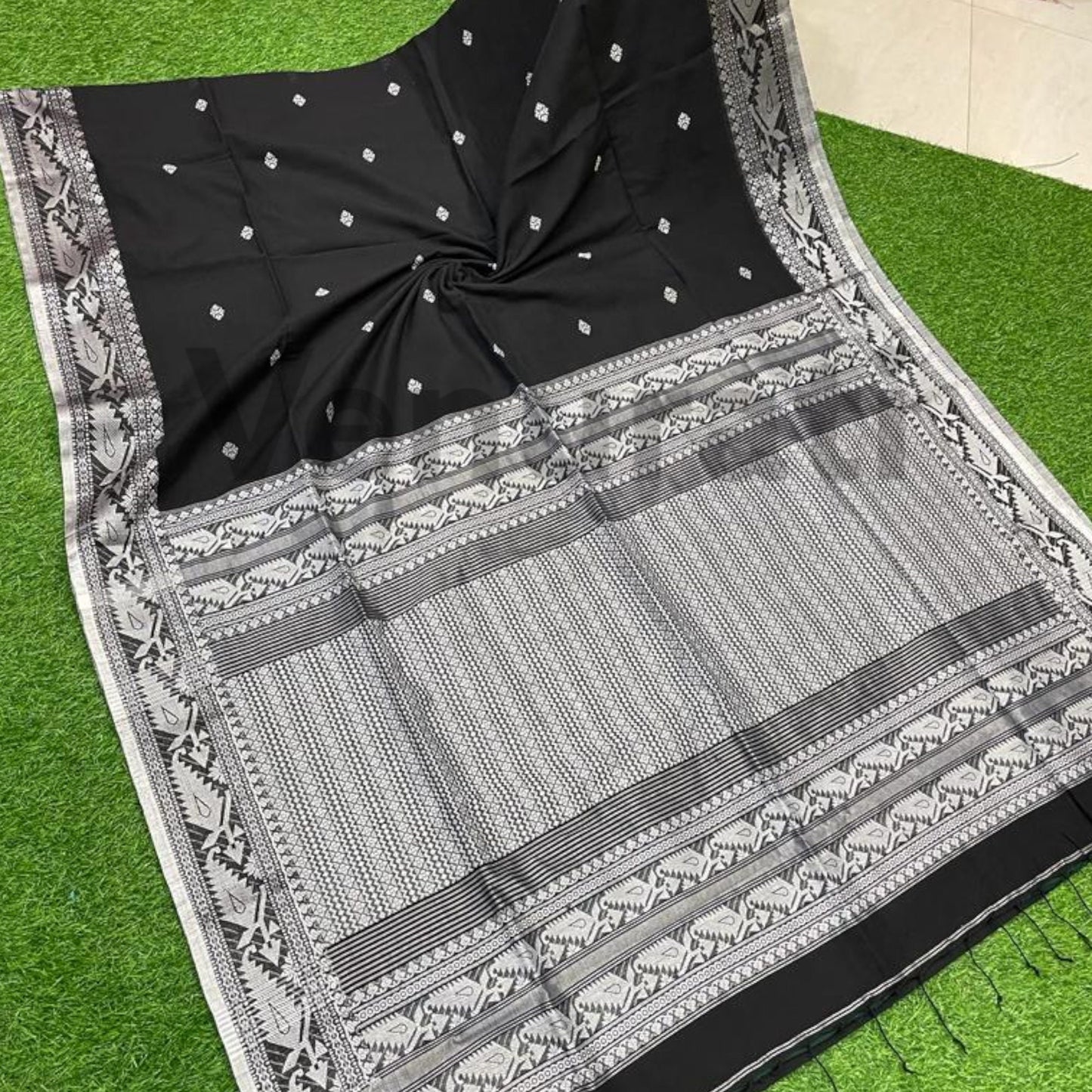 Exquisite Cotton Khadi Karat Border Jamdani Saree Pure Khadi Cotton Jamdani Saree Anniversary Gift Birthday Gift for Indian Wife