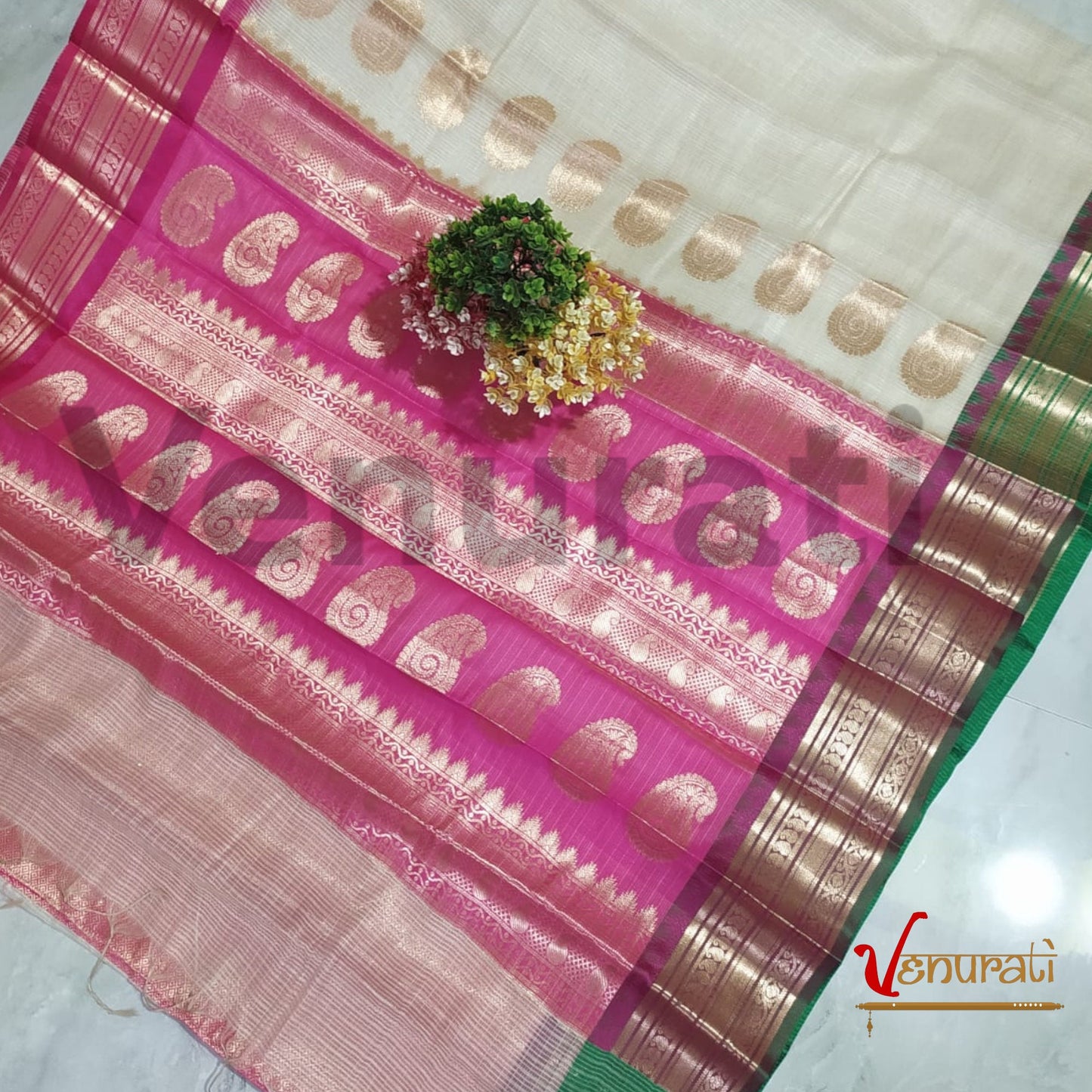 Authentic Kota Gadwal Silk Saree With Blouse Piece Designer Bollywood Silk Saree by VENURATI