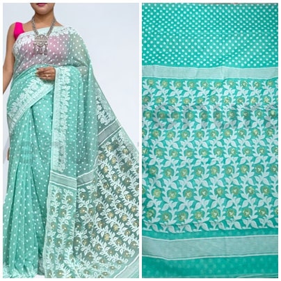 Bengals Dhakai Jamdani Saree Soft Jamdani Saree Comfortable Rich Work Handloom Jamdani Sari Gift for Durgapuja Diwali Anniversary