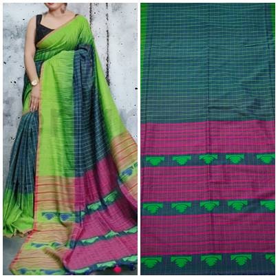 Handwoven Khadi Cotton Saree Ikkat Design Cotton Saree For Women Summer Saree Gift For Her Diwali Gift