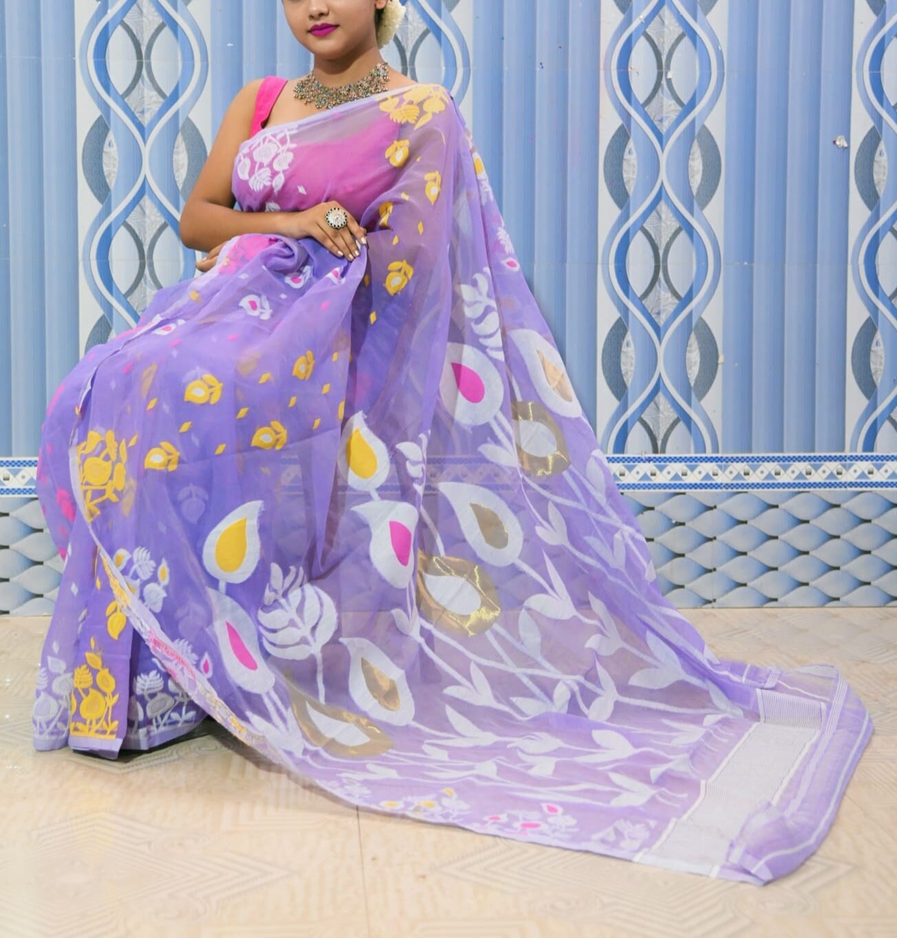 Dhakai Jamdani Saree Allover Jamdani Work Soft Jamdani Sari Comfortable To Wear Bengal Handloom Saree for Women Gift For DurgaPija