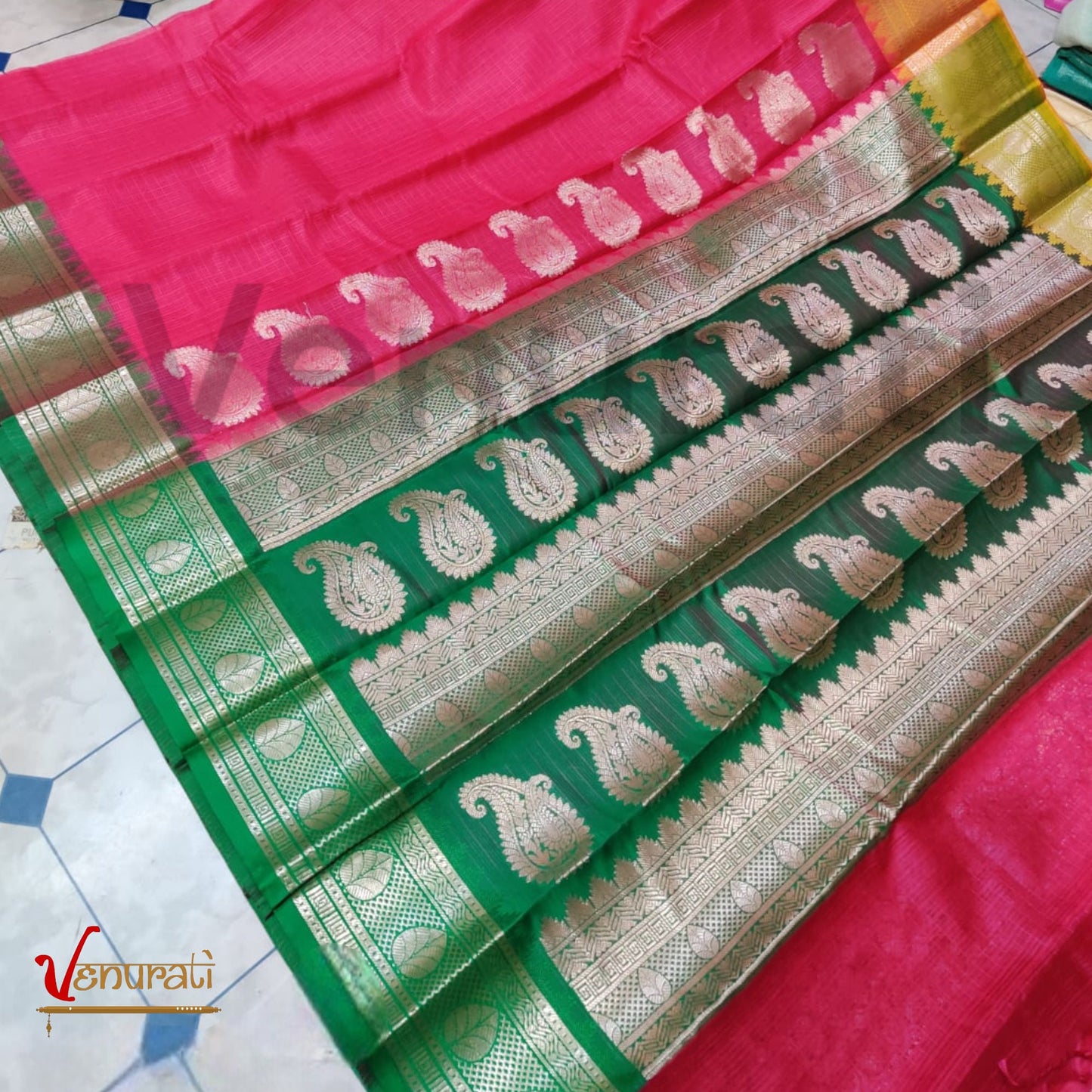 Authentic Kota Gadwal Silk Saree With Blouse Piece Designer Bollywood Silk Saree by VENURATI
