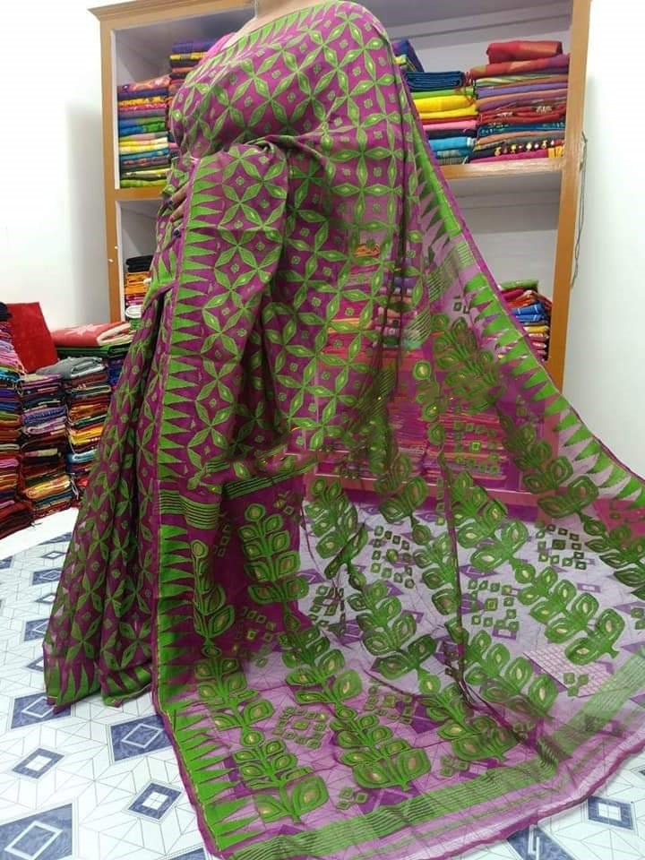 Minakari Dhakai Jamdani Saree comes with Rich Jamdani Texture, Soft Dhakai Jamdani Saree Authentic Soft Jamdani Sari Gift For Her