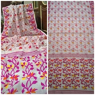 Authentic Dhakai Jamdani Saree for Womens Soft Jamdani Saree Comfortable Rich Work Handloom Jamdani Sari Gift for wife
