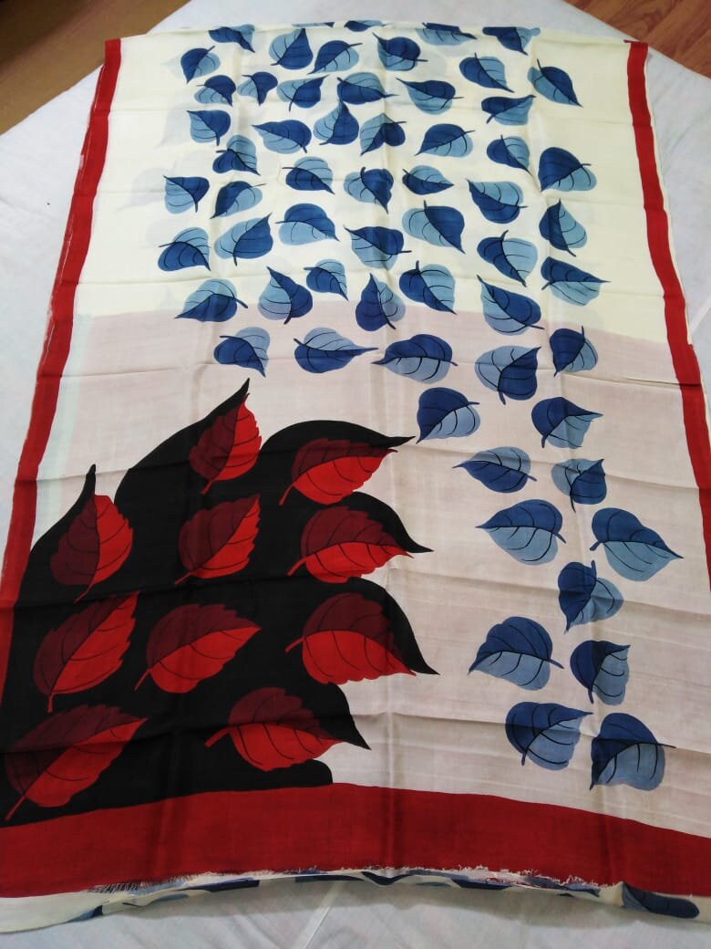 Authentic Murshidabad Silk Saree All Over Hand Paint Work Pure Handloom Soft Murshidabadi Silk Sari With Blouse Piece | Gift For Durga puja