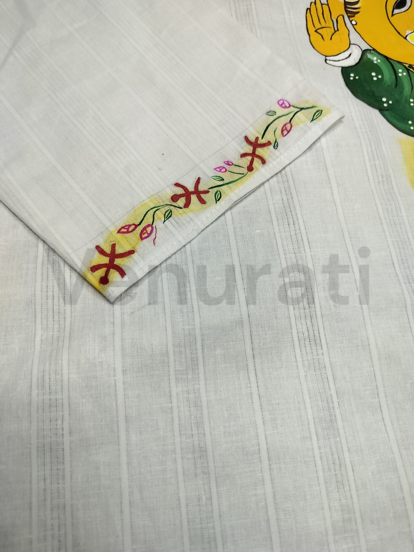 Hand painted Pure Cotton Kurta for Men's, Indian Style Men's Kurta, Handpaint Punjabi for Men's, Gift for Dad