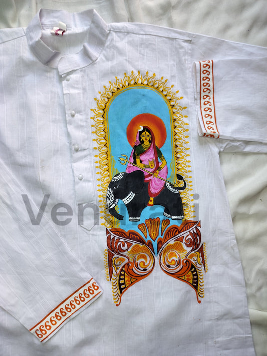 Hand painted Pure Cotton Kurta for Men's, Indian Style Men's Kurta, Handpaint Punjabi for Men's, Gift for Boyfriend