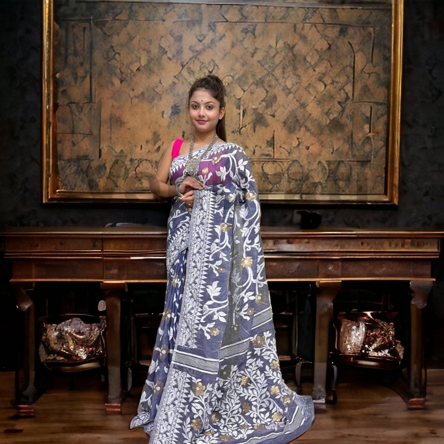 Authentic Dhakai Jamdani Saree Floral Work Jamdani Saree Soft and Comfortable Dhakai Saree Handloom Jamdani Sari from Bengal