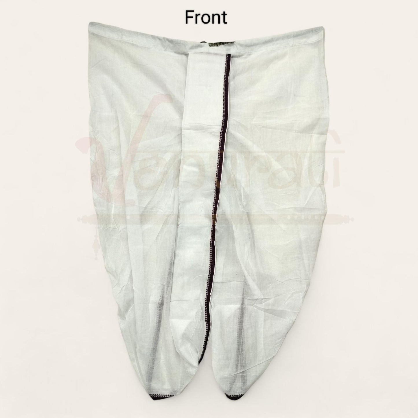 VENURATI Ready to Wear Pure Cotton White Traditional Dhoti for Men's | Free Size White Dhoti for Mens | Ready Made Dhoti Pant for Mens