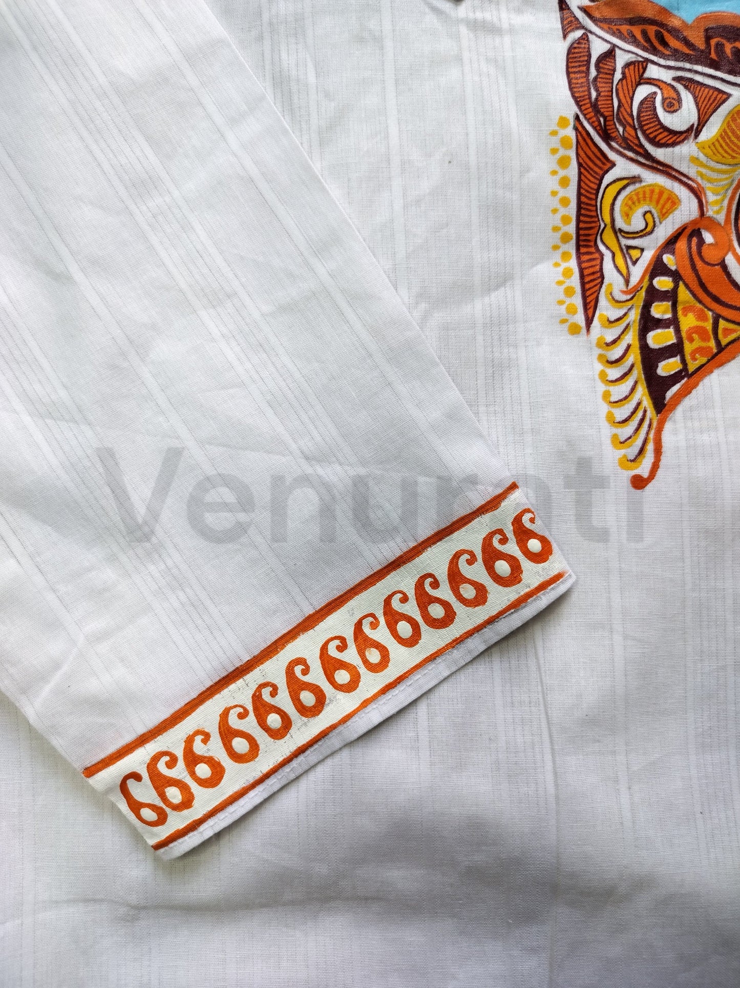 Hand painted Pure Cotton Kurta for Men's, Indian Style Men's Kurta, Handpaint Punjabi for Men's, Gift for Boyfriend