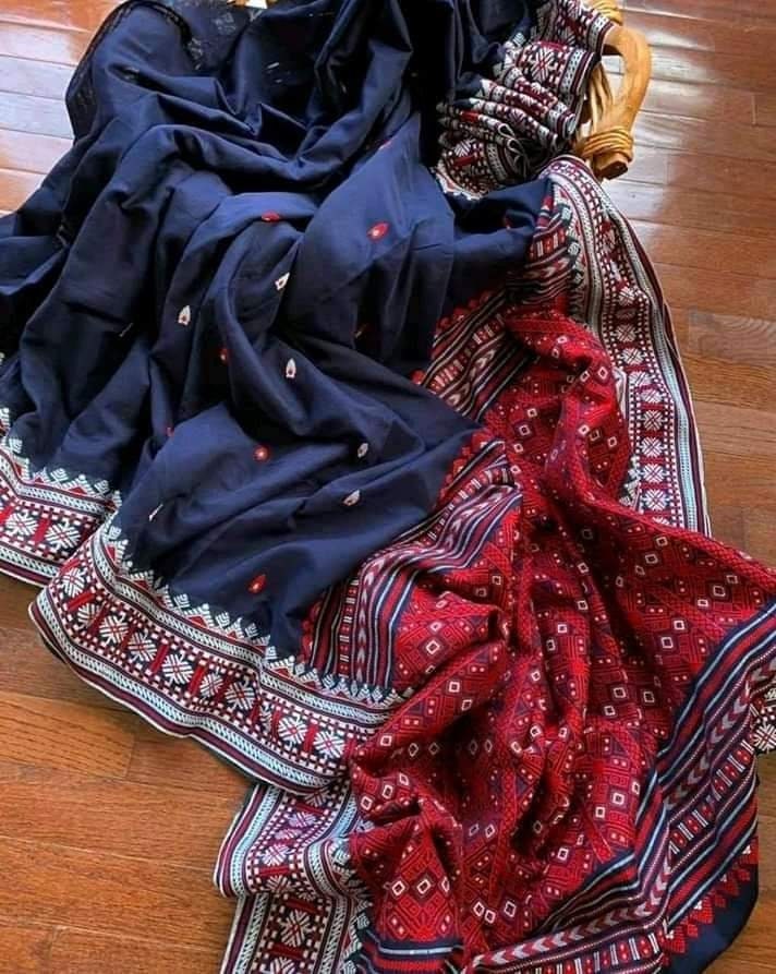 Authentic Assam Handwoven Khadi Cotton Saree Pure Mercerized Cotton Saree With Blouse Piece Dongria Khadi Sari Begumpuri Saree