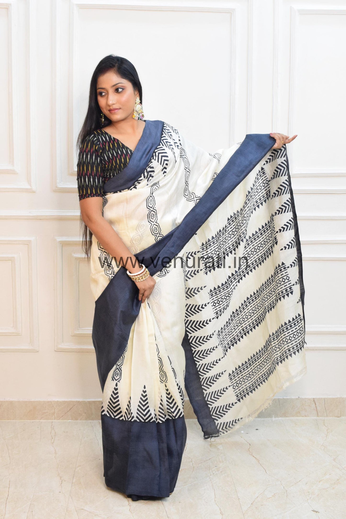 Elegant Pure Silk Saree with Blouse Piece, Block Print Murshidabad Silk Saree with Silk Mark, Traditional Saree Gift for Women