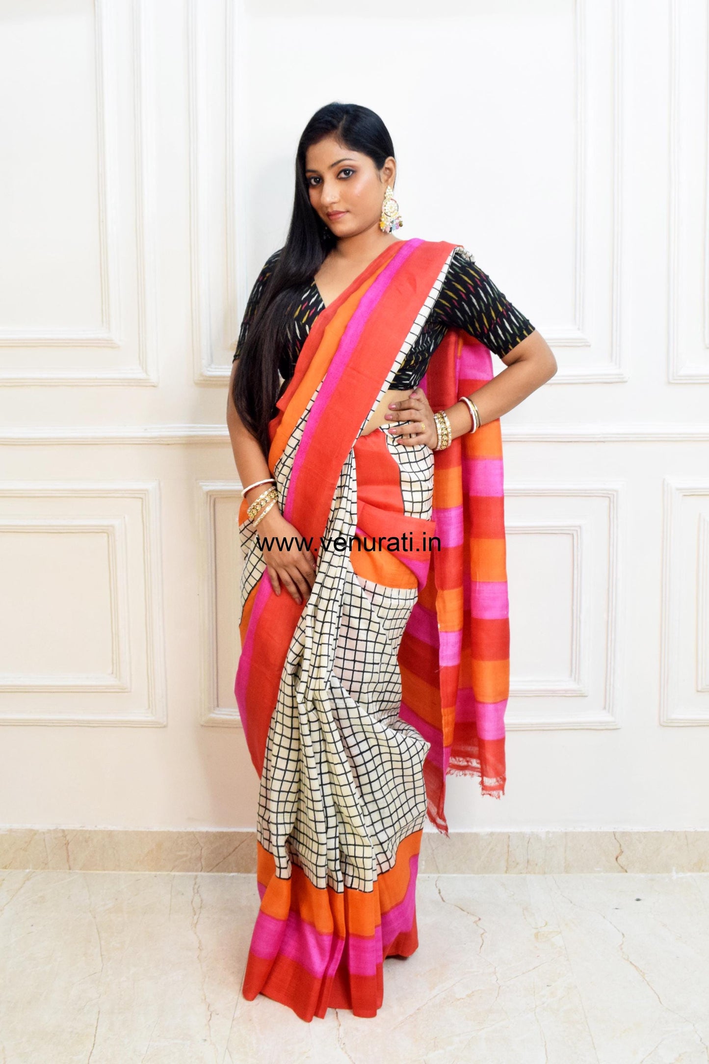 Pure Silk Saree, Murshidabad Silk Sari, Block Printed Pure Silk Saree with Silkmark, Authentic Silk Saree with Blouse Piece Diwali Gift